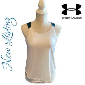 Under Armour XS White and Navy  Heat Gear Criss Cross Tank Top